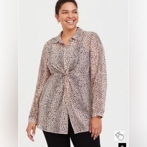 Chiffon Twist Front Tunic Shirt